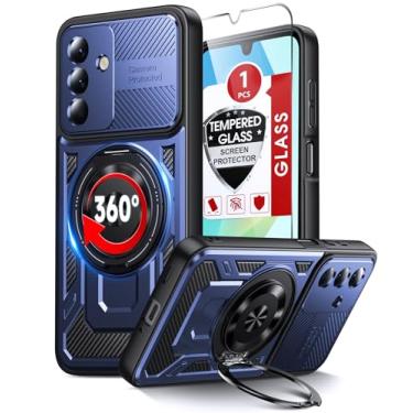 Imagem de LeYi Capa para Samsung Galaxy A16-5G: com protetor de tela de vidro, [Fit Magsafe] Capa resistente à prova de choque de 16 pés para smartphone Android robusta com suporte de anel invisível Samsung 16A