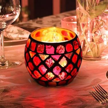 Imagem de jojofuny Suporte de vela votiva de vidro, suporte de luz de chá, centro de mesa de dia dos namorados