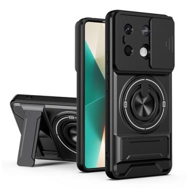 Imagem de SORAKA Capa para Xiaomi Redmi Note 13 Pro 5G com suporte,proteção de lente com janela e capa dupla de PC e TPU compatível com suporte magnético para carro
