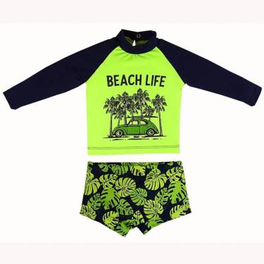 Imagem de Conjunto Bebê Praia/piscina c/ Proteção UV 50+ Folhas Grow Up-Masculino