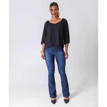 Imagem de Calça Boot Cut Feminina Ecxo Jeans Azul-09052, 42, Jeans azul