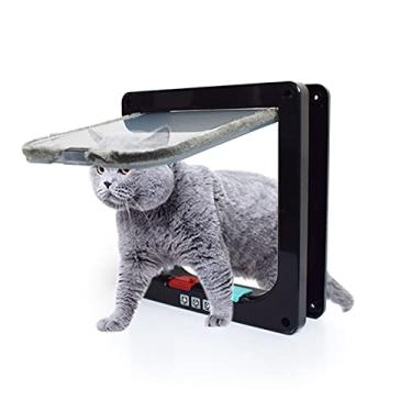 Imagem de Porta de Gato Flap com Trava 4 Vias para Pet Filhote Cachorro Portas Internas Externas Portão e Moldura