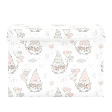 Imagem de STAYTOP Cestos de armazenamento fofos de gnomo para o Dia dos Namorados com tampas e alça de transporte, caixas de armazenamento dobráveis organizadores de recipientes para casa, quarto, armário