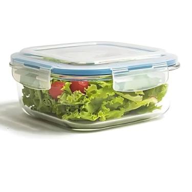 Imagem de Kit Pote Hermetico Vidro Quadrado Com Tampa Trava 740ML Prático e Eficiente.
