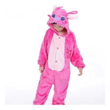 Imagem de Macacão Fantasia Pijama Infantil Kigurumi Rosa Pelúcia Inver - anjo da