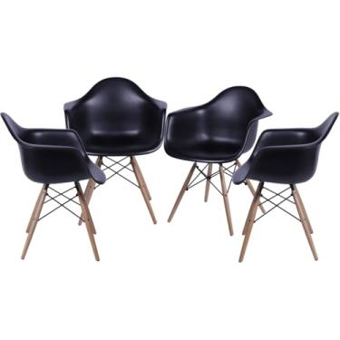 Imagem de Kit 4 Cadeiras DKR com Braço (Preta)