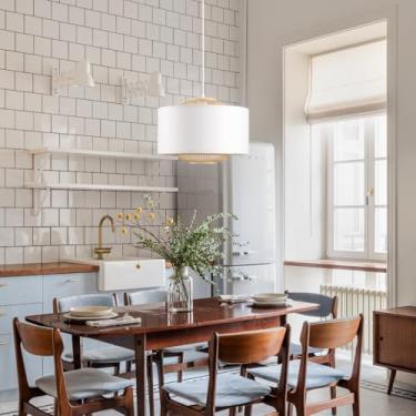 Imagem de Luminária pendente de bambu natural com cúpula de papel de arroz branco - Luminária de teto vintage em rattan para sala de jantar, quarto, sala de estar e galeria de arte, encaixe para lâmpa