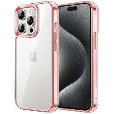 Imagem de JETech Capa para iPhone 15 Pro 6,1 Polegadas, Case Protetora de Telefone à Prova de Choque Não-Amarelecimento, Capinha Parte Traseira Transparente Anti-Riscos (Rosa Ouro)