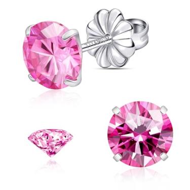 Imagem de Brincos de moissanite, brincos de titânio hipoalergênicos em ouro branco 18 quilates corte redondo cor D VVS1 Claridade Criada em Laboratório Moissanite Joia para mulheres e homens, 0,6CT-3,0CT