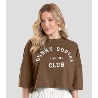 Imagem de T- Shirt Feminina Cropped Dianna Marrom, M, Marrom