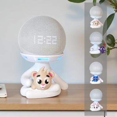 Imagem de Suporte Alexa Echo Dot 3, 4 e 5, Echo Pop e Echo Max Robert Leao Bolofofo Multiuso e outros. Coleção, Decoração Presente. Stand de Mesa