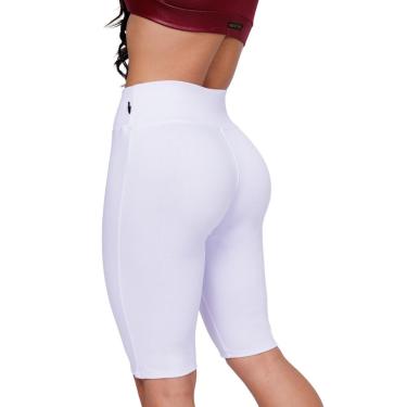Imagem de Bermuda Feminina Branca Suplex Básica Fitness Academia Wolfox-Feminino