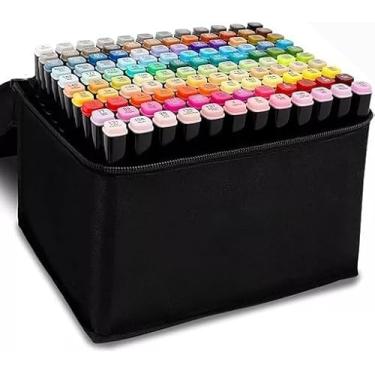 Imagem de Canetas Marcadoras Profissionais Ponta Dupla para Colorir e Desenho – Conjunto com 120 Cores Vivas, Secagem Rápida, Tampas Codificadas, Estojo Portátil para Artistas e Estudantes.