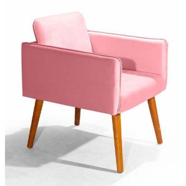 Imagem de Poltrona Decorativa Destak Veludo Rosa - Criativa Estofados