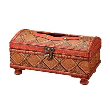 Imagem de Porta-lenços de madeira rústica capa caixa dispensador de papel facial suporte de lenços decoração de casa (cor: C) (cor: A)