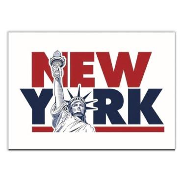 Imagem de Placa Decorativa Nova York Estatua Da Liberdade Ilustração Decoração Poster Quarto Sala