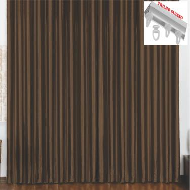 Imagem de Cortina 2 Mts Sala Quarto Escritório Blackout Original para Trilho Suisso - Tabaco