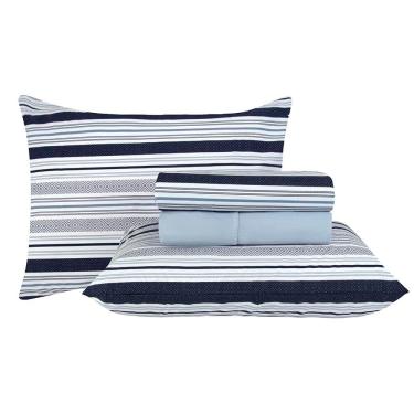 Imagem de Jogo de Cama Duplo Queen 4 Peças Percal 180 Fios Pierre Sonhare Prata