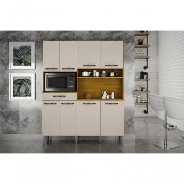 Imagem de Kit Cozinha 7 Portas 1 Gaveta - Pratic-cinamomo-off White - Chf Móveis