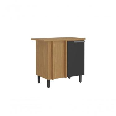 Imagem de Balcão De Cozinha Canto 1 Porta Com Tampo New Porto - Itatiaia Freijó-grafite