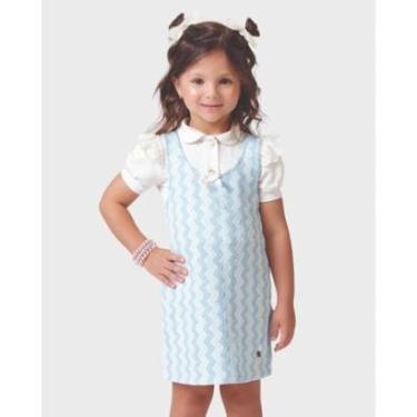 Imagem de Conjunto menina salopete blusa leve verão e fresquinho infantil- Rosa e Azul - Menina 1 a 4 anos-Feminino