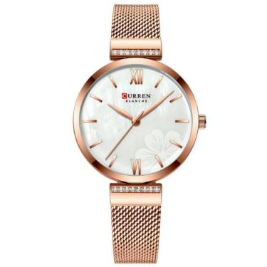 Imagem de Relógio Minimalista Feminino Quartzo Pulseira Em Aço Design Elegante Casual Dourado Rose