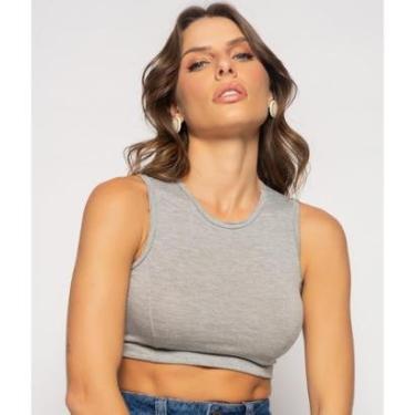 Imagem de Cropped Salvatore Fashion Regata Recorte Malha Feminino-Feminino