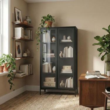 Imagem de Estante Cristaleira 2 Portas de Vidro 3 Prateleiras 90cm Refresh BRV M