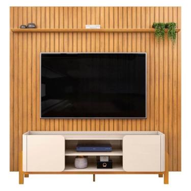 Imagem de Painel 75 Pol Ripado 250cm E Bancada Chest D04 Off/cedro - Mpozenato
