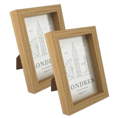Imagem de Kit 2 Porta Retratos 10X15Cm Borda Caixa Mesa Aparador 6331 - Casa Nuv