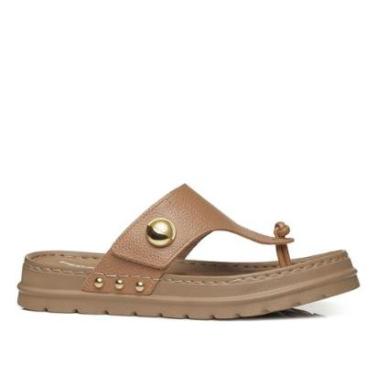 Imagem de Chinelo Pegada Feminino em Couro Caramelo 234702-03-Feminino
