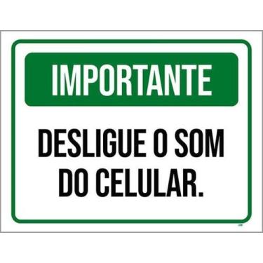 Imagem de Kit 10 Placas Importante Desligue Som Celular 27X35 - Sinalizo
