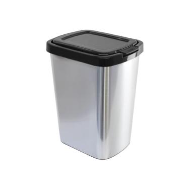 Imagem de Lixeira 9Litros Com Click Plástica Label Inox 25462 Arqplast