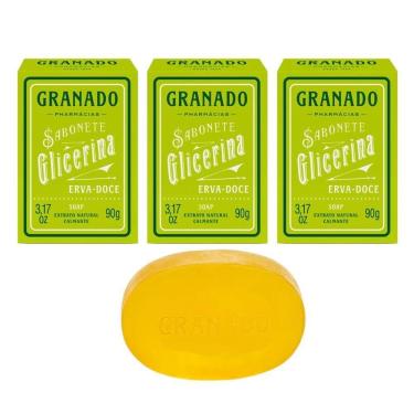 Imagem de Kit 3 Sabonete Em Barra Vegetal De Glicerina Erva Doce Granado 90g