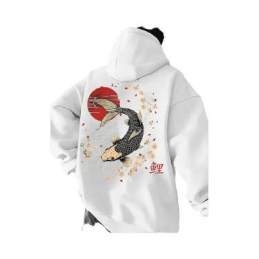 Imagem de Moletom Masculino Com Estampa Koi Harajuku, Manga Longa, Casual Para O