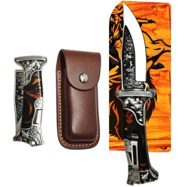 Imagem de Canivete Rústico Premium com Bainha Couro estilo Luxo  A3189A A3188B A