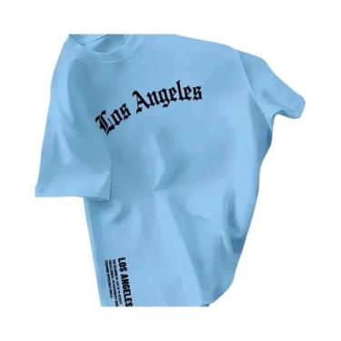 Imagem de Camiseta Casual De Algodão Masculina De Verão Com Estampa Los Angeles,