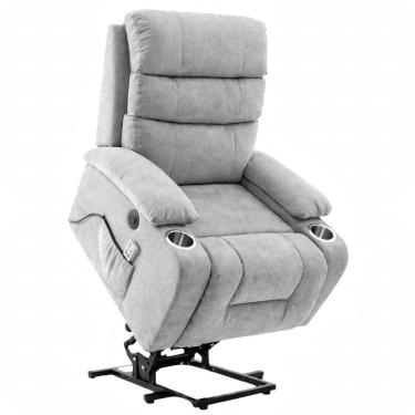 Imagem de Poltrona Reclinável Elétrica Lift Com Elevação Niara Veludo Cinza C01 - Mpozenato