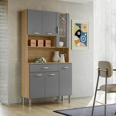 Imagem de Armário Cozinha Compacta Golden Freijó/Gris 6 Portas e 1 Gaveta - Kits Paraná