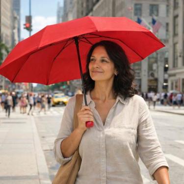 Imagem de Sombrinha Fazoletti Vermelha Antivento Reforçada ISO 9002, Vermelho