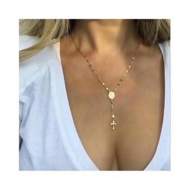 Imagem de Colar Feminino Com Pingente De Cruz Cristã Em Ouro E Prata, Joia De Mo