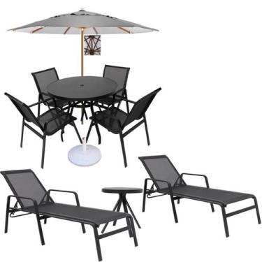 Imagem de Conjunto Jogo De Mesa 4 Cadeiras De Piscina Chaise E Guarda Sol para p
