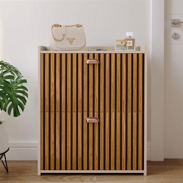 Imagem de Sapateira Closet Vertical Organizadora 12 Pares Calçados Unissex Prateleira 2 Andares Gavetas Basculante  - Lojas RPM