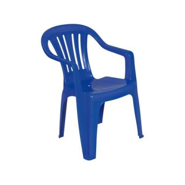 Imagem de Cadeira Plástico Bela Vista Azul Com Braço Mor, Azul, 1