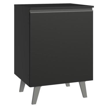 Imagem de Balcão de Cozinha 60 cm 1 Porta Com Pés Preto Nice Madesa