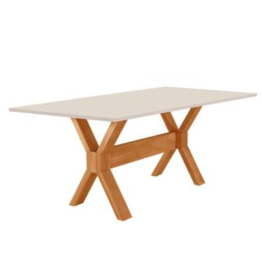 Imagem de Mesa para Sala de Jantar Star 220cm Tampo Canto Moeda Laqueado com Vidro