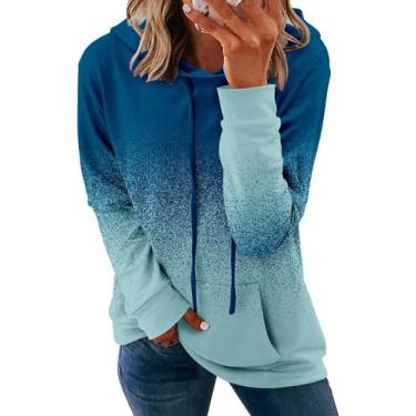 Imagem de Moletom Onlypuff Cute Tie Dye Fashion Hoodie para mulheres azul S