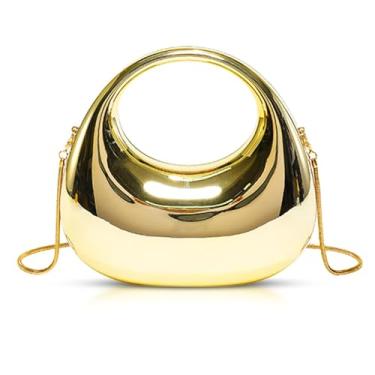 Imagem de Bolsas clutch para mulheres, bolsa noturna de acrílico, sacola pequena, bolsa transversal para casamento, formatura, festas, viagens (dourada), Dourado