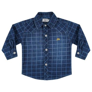 Imagem de Camisa Bebê Look Jeans Manga Longa Jeans - G - UNICA-Masculino