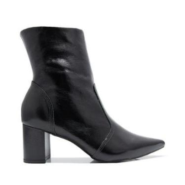 Imagem de Bota Unique Couro Preto Cano Curto-Feminino